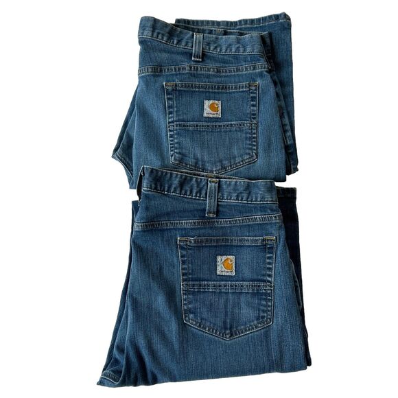 🔥🔥🔥LOT OF 2 CARHARTT JEANS - Men’s - 38 Waist 34&36 Length (READ) Gentle Used - Picture 1 of 11